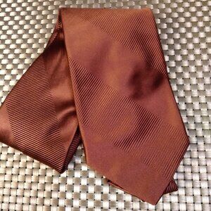 IKE Behar Brown Copper Silk Blend Repp Diagonal Striped Tie (0629)